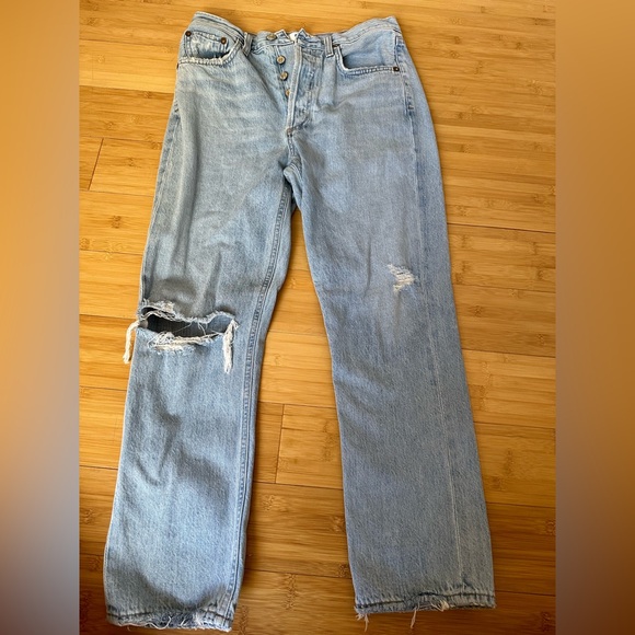 Agolde Riley High Rise Straight Crop Jean in Shatter size 27. - Picture 2 of 5